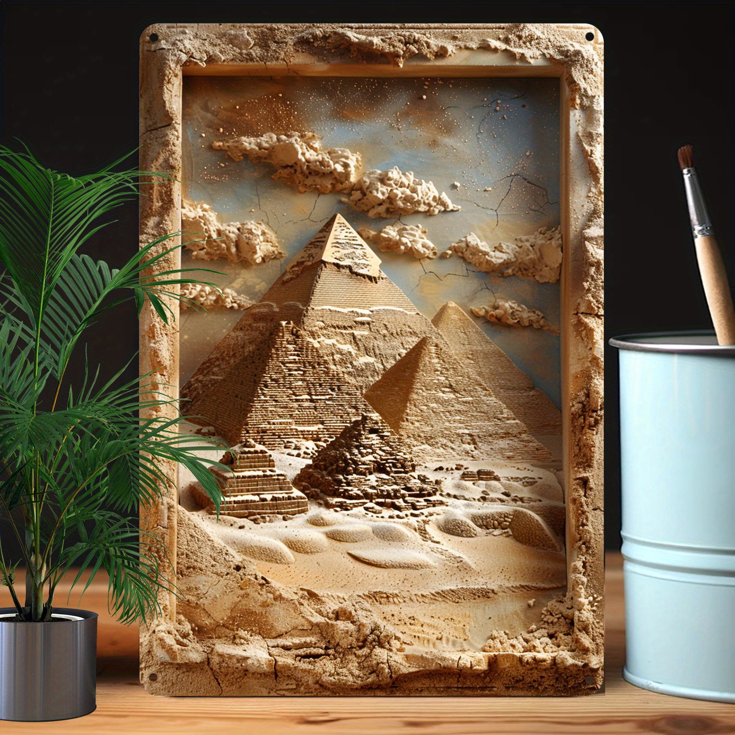 

Vintage Egyptian Pyramids Metal Tin Sign - 8x12 Inches, Perfect For Bedroom, Living Room, Office Decor - Unique Autumn & Winter Theme, Ideal Gift For Parents