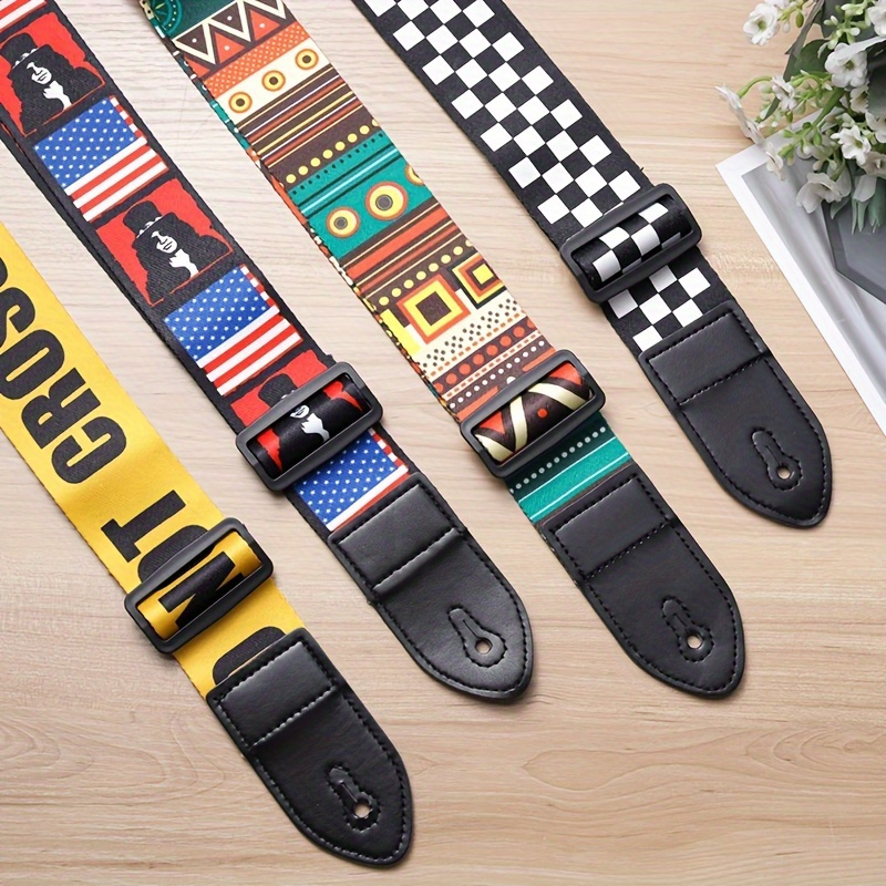 

Vibrant Tribal Pattern Guitar Strap - 102-180cm/40.16-70.87in - Fits Bass & Electric Guitars - Durable Leather Ends