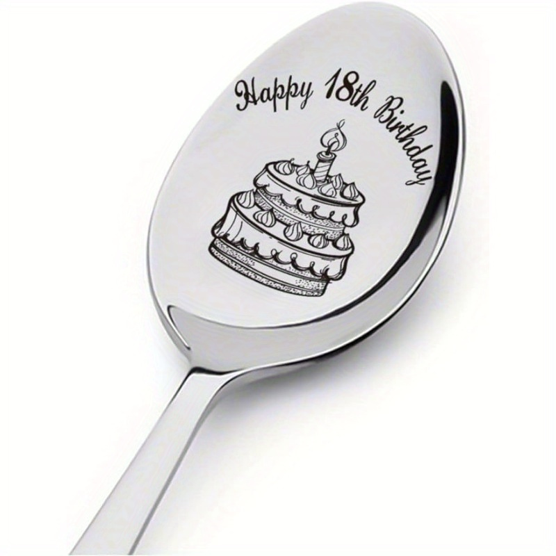 Engraved 18th Birthday Stainless Steel Spoon - Perfect Gift For Son, Daughter, Sister, Brother Or Friend - Elegant Silvery Party Favors