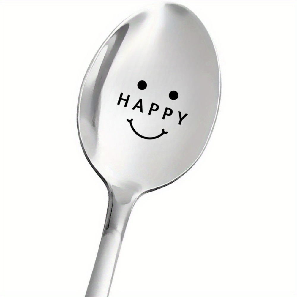Engraved Stainless Steel Coffee & Espresso Spoon, 1pc - Durable Teaspoon, For Desserts, Ladies, Men, Gifts