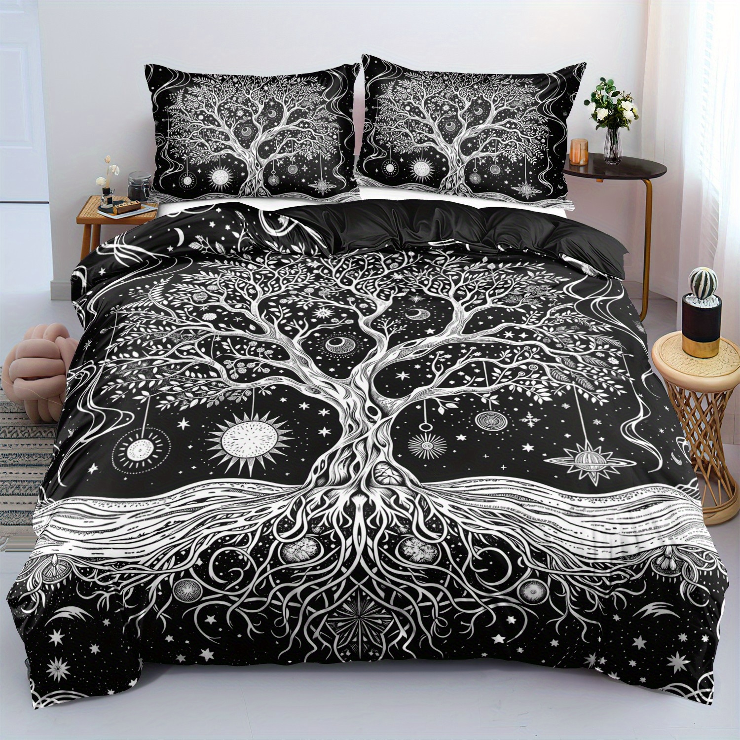 

Life Tree Bedding Set: 1 Duvet Cover (68*86in/173*218cm) + 2 Pillow Cases (20*30in/50*75cm) - Comforter, Flat Sheet & Fitted Sheet Not Included