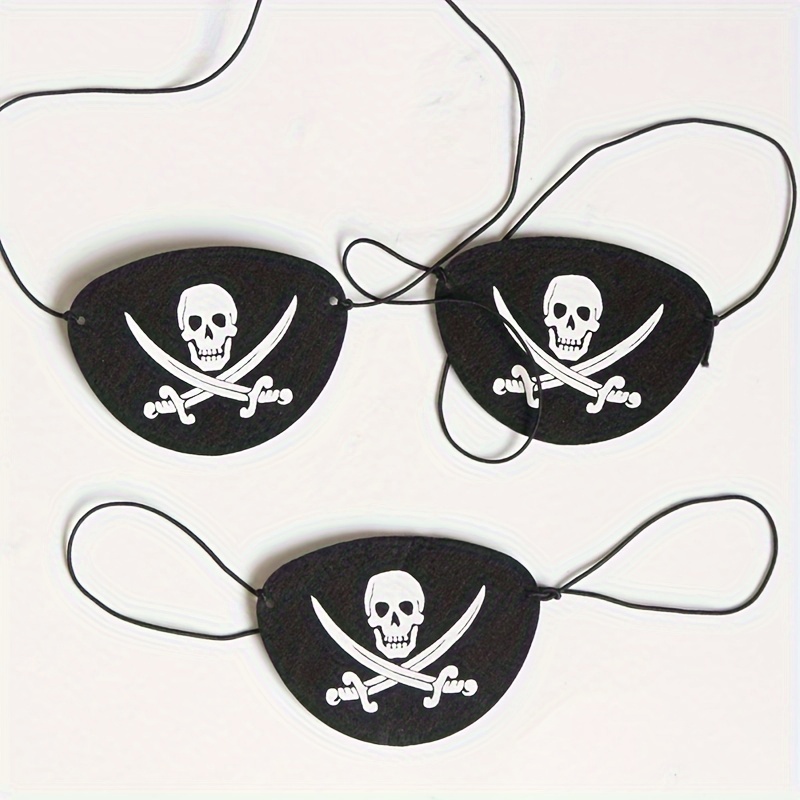 

12-pack Pirate Eye Patches - Skeleton , Soft Felt, Adjustable For Halloween & Themed Parties Halloween Accessories