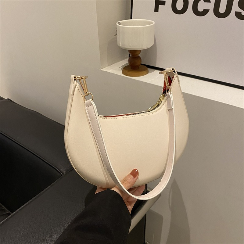 

Women's Fashion Half-moon Saddle Bag, Pu Leather Underarm Shoulder Bag, Retro Vintage Versatile Comfortable Top-handle Handbag, Trendy Crescent Purse