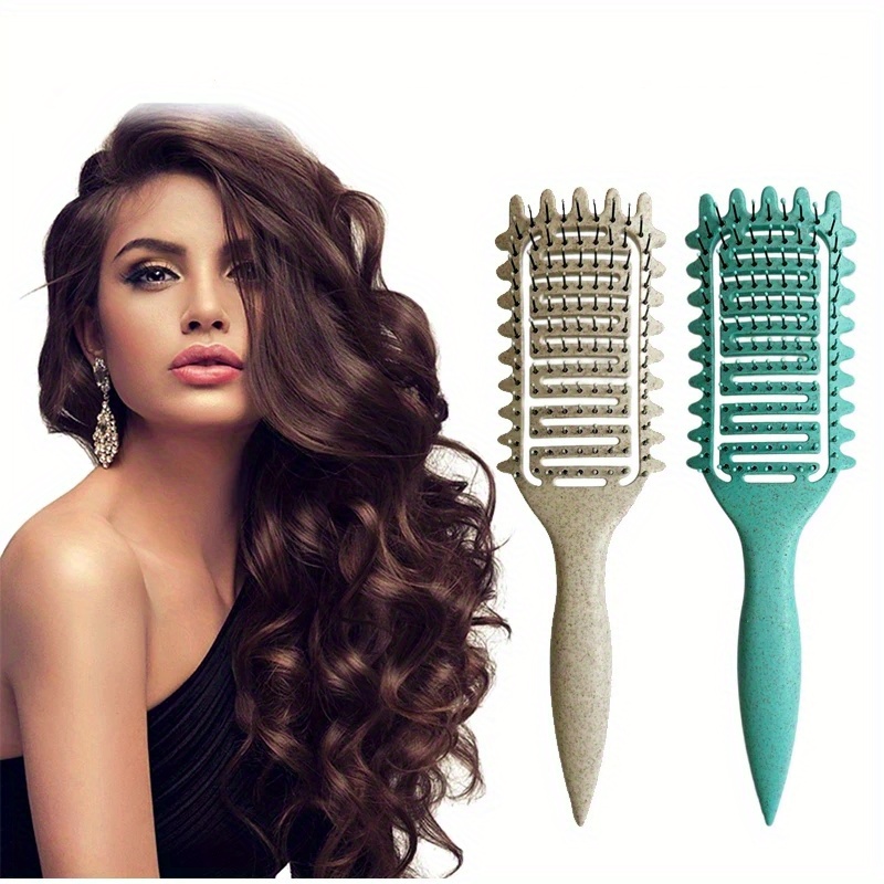 

Nylon Bristle 3-in-1 Hair Brush Curved Vented Detangling Comb For Styling & Defining Curls - Anti-frizz Hairbrush For Normal Hair With Abs Plastic Handle