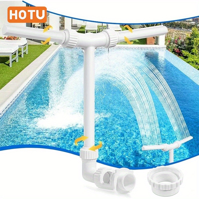 

Adjustable Dual Swimming Pool Waterfall Fountain Sprayer - Plastic Pool Decor Accessory, No Electricity/battery Needed, Fits 1.5"/2.2" Male Threaded Return