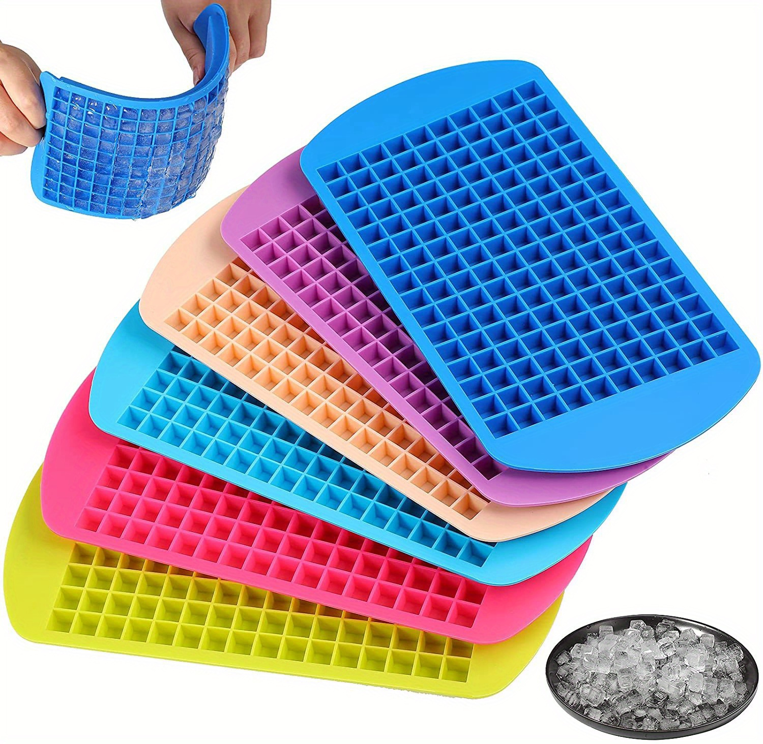 1pc 160 grids silicone ice cubes   mini food grade ice tray silicone foldable ice mold   ice grid tray small square mold home quick freezing ice maker summer essential silicon ice maker kitchen accessories details 0