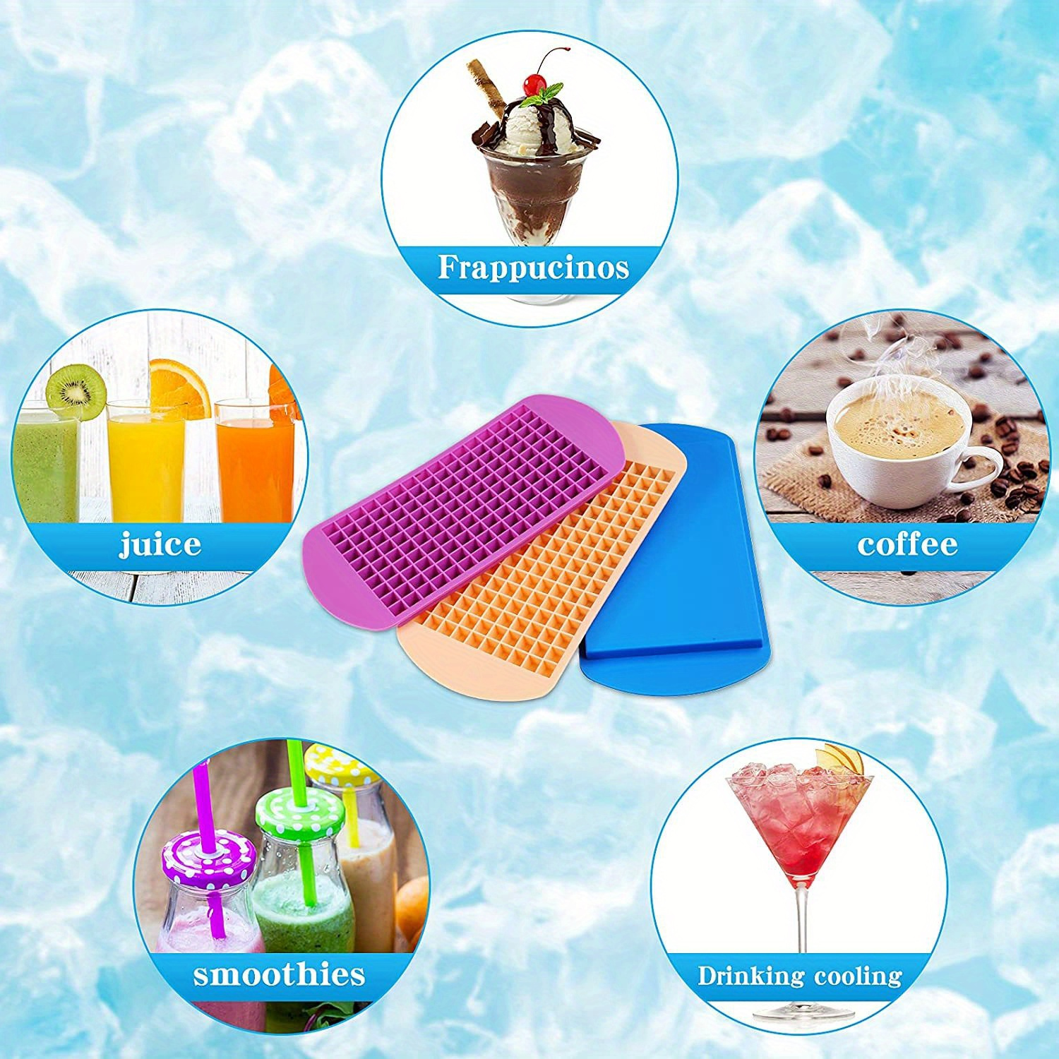 1pc 160 grids silicone ice cubes   mini food grade ice tray silicone foldable ice mold   ice grid tray small square mold home quick freezing ice maker summer essential silicon ice maker kitchen accessories details 5