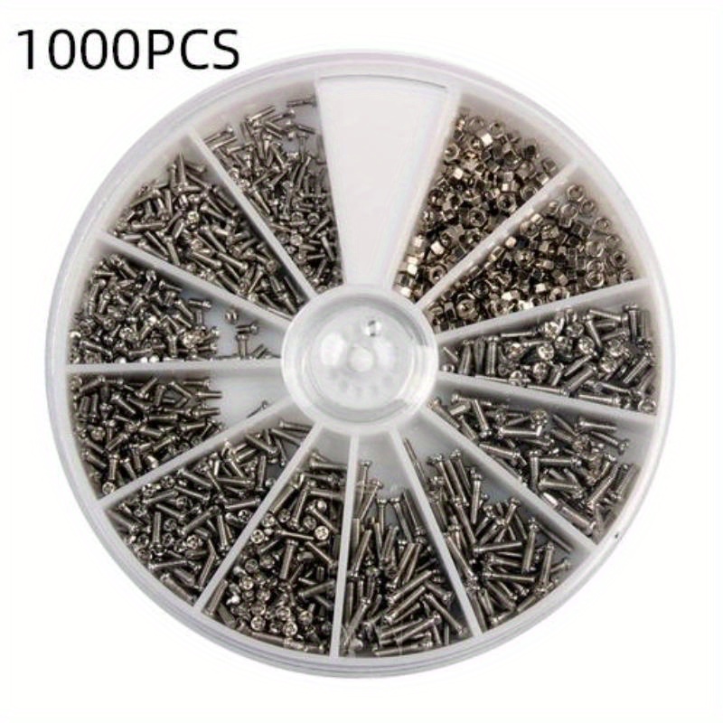 TEMU 1000pcs Small Screws With Screwdriver Stainless Steel Screws Electronics Nut For Watch Eye Glasses Clock Repair Tool Kit