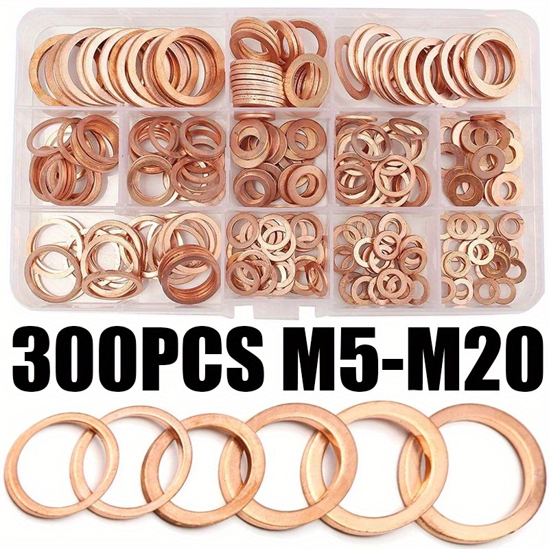 

300pcs M5/m6/m8/m10/m12/m14/m16/m20 Copper Sealing Solid Gasket Washer Sump Plug Oil For Boat Crush Flat Seal Ring Tool