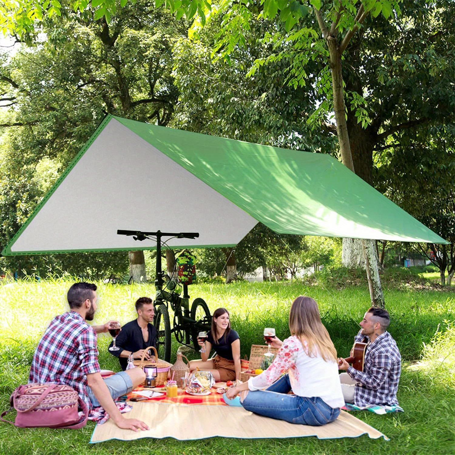 118.11inch x 118.11inch Portable Lightweight Camping Canopy for Sunshade - Essential Gear for Outdoor Camping, Best for Christmas, Perfect for Thanksgiving