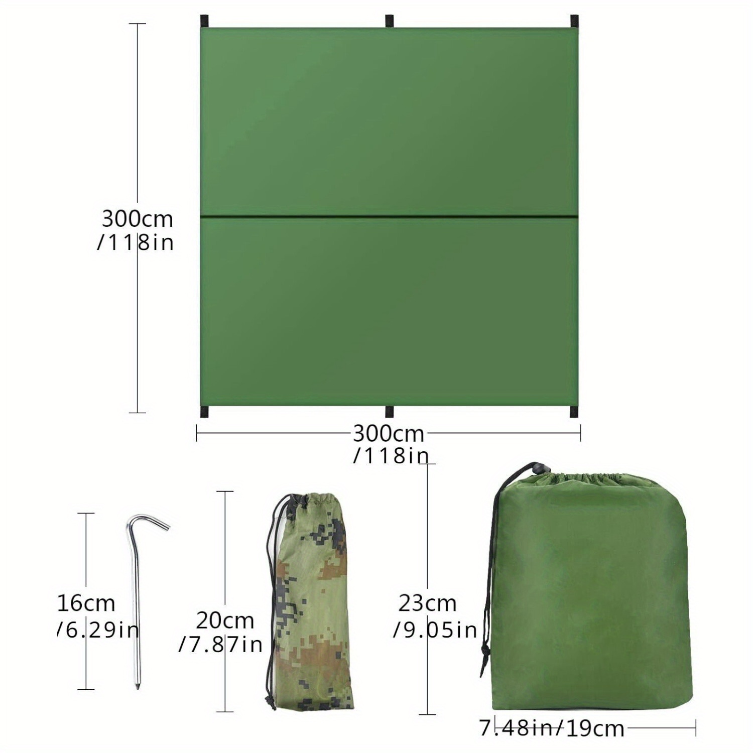 118.11inch x 118.11inch Portable Lightweight Camping Canopy for Sunshade - Essential Gear for Outdoor Camping, Best for Christmas, Perfect for Thanksgiving