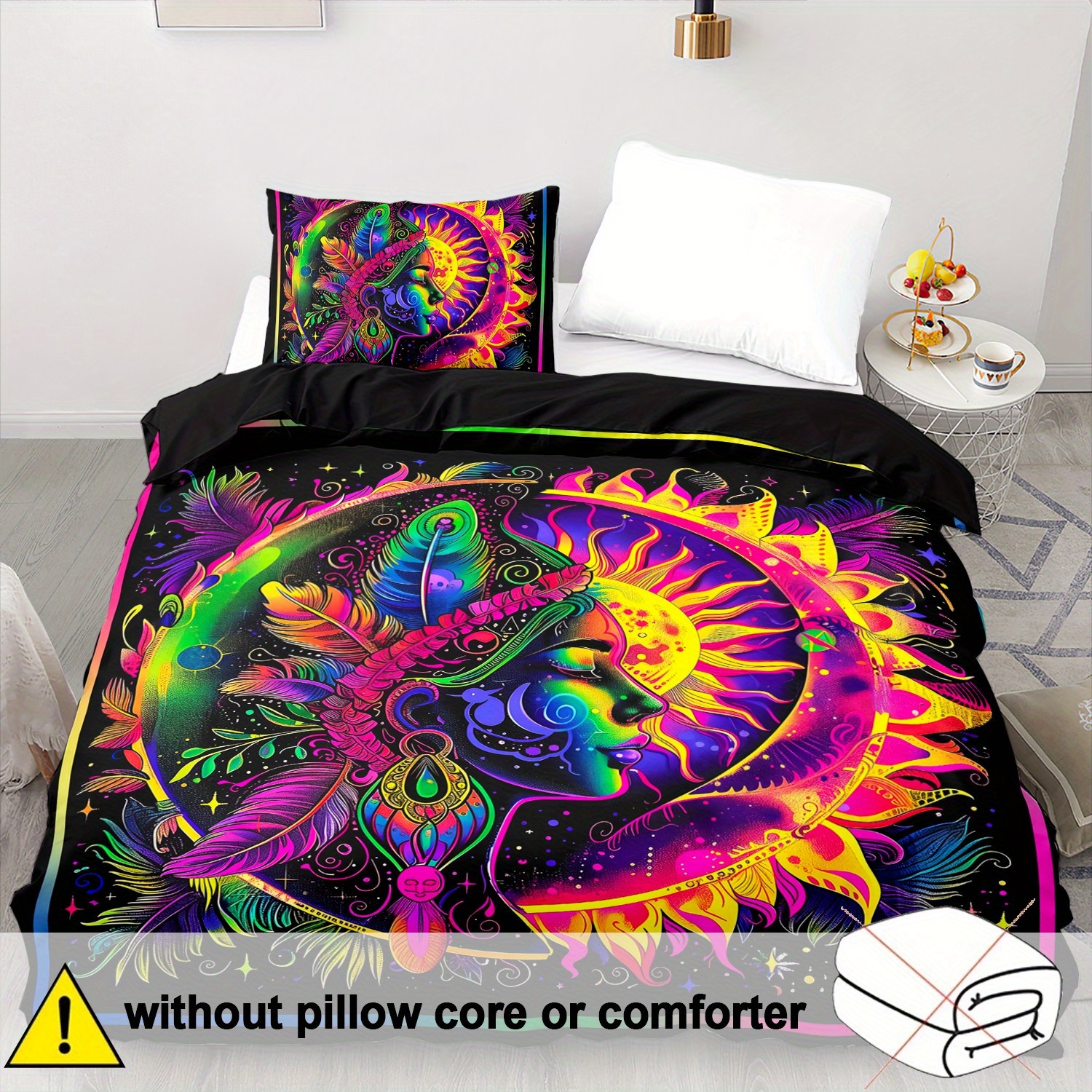 TEMU 2/3 Duvet Cover, , Bedding For Two, Duvet Cover Boho White, Bedding For Two, Bedding Duvet Cover, Duvet Cover For Two, (1* Duvet Cover + 1/2*