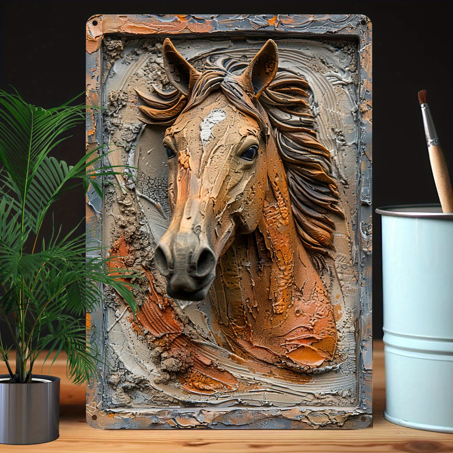 

8x12 Inch (20x30cm) 3d Horse Head Aluminum Metal Sign: 100% Aluminum Material, 32% Higher Bending Resistance, Perfect For Home Decor