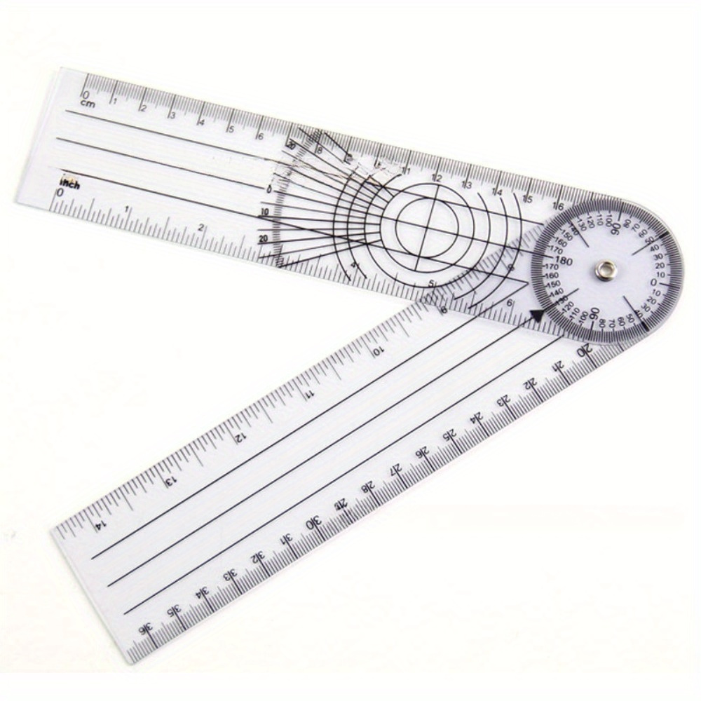 1pc/3pcs Joint Angle Measuring Ruler Measuring Tool Ulna Multifunctional Pvc Angle Ruler, Suitable For Artists, Designers, And Students - Easy To ° Double Inch/cm Ruler Protractor
