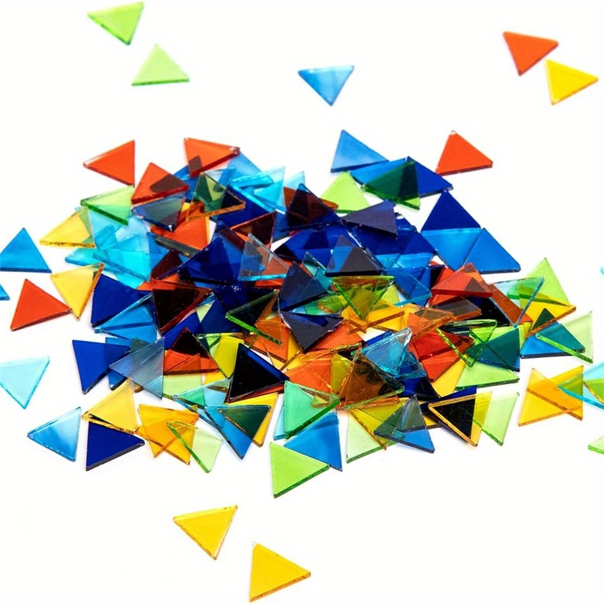 Image of 200pcs/pack Random Colors Ultra-thin Transparent Triangular Glass Mosaic Tiles Glass Pieces Turkish Mosaic Lamp Handmade Art Materials, Handmade Materials, Diy Handmade Materials
