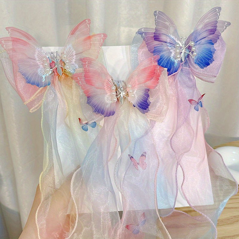 

Elegant Butterfly Bow Hair Clip - Gradient Lace, Mixed Colors, Perfect For Teens & Up