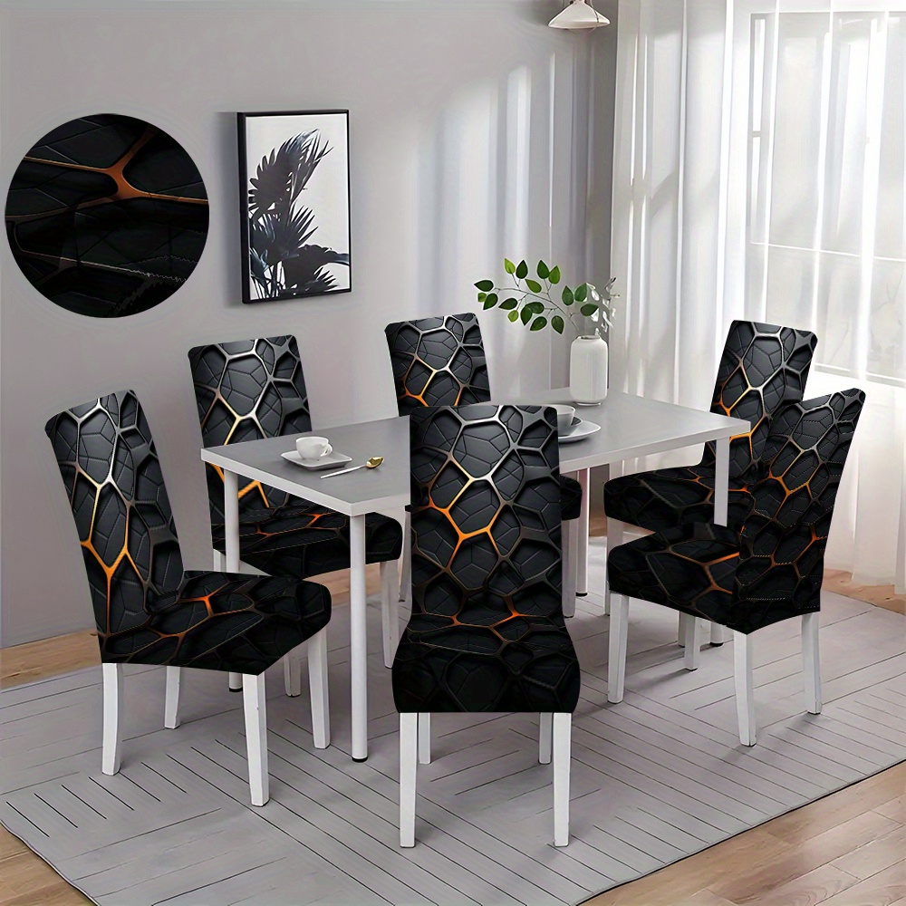

Modern Textured Chair Covers: 2/4/6 Pieces, Durable And Versatile, Suitable For Dining Room And Living Room, Machine Washable, Made Of High-quality Polyester Fabric With Digital Print