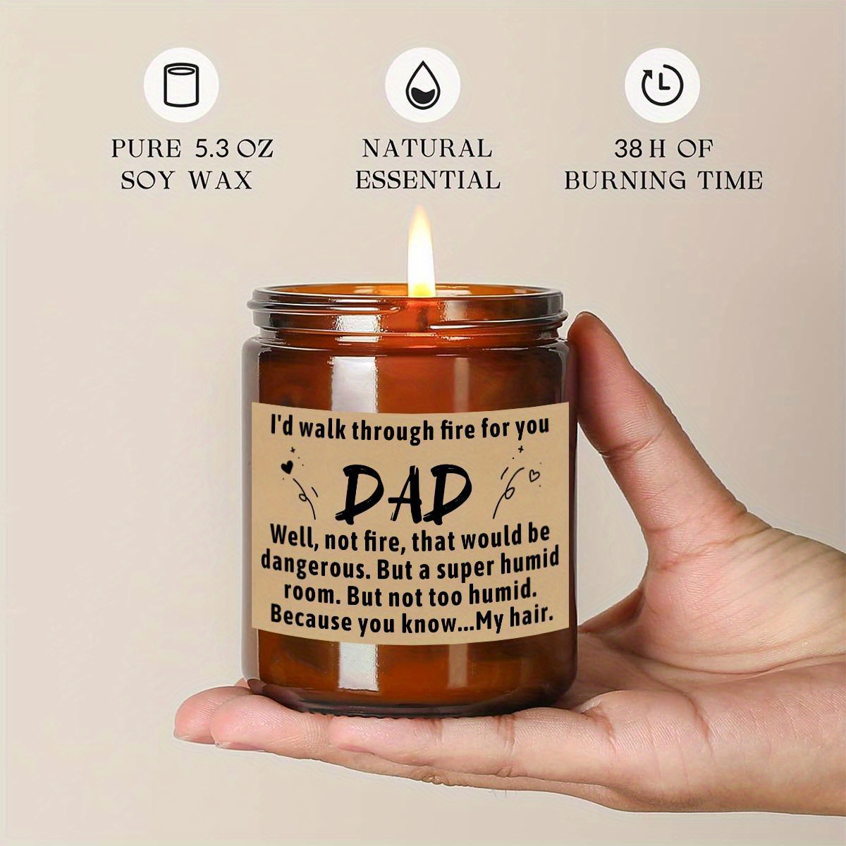 Scented Candle Gifts Idea for Dad Men Him Papa Daddy Father in Law Stepdad  Grandpa from Kids Son Daughter Child Grandchild on Fathers Day 30th 40th 50
