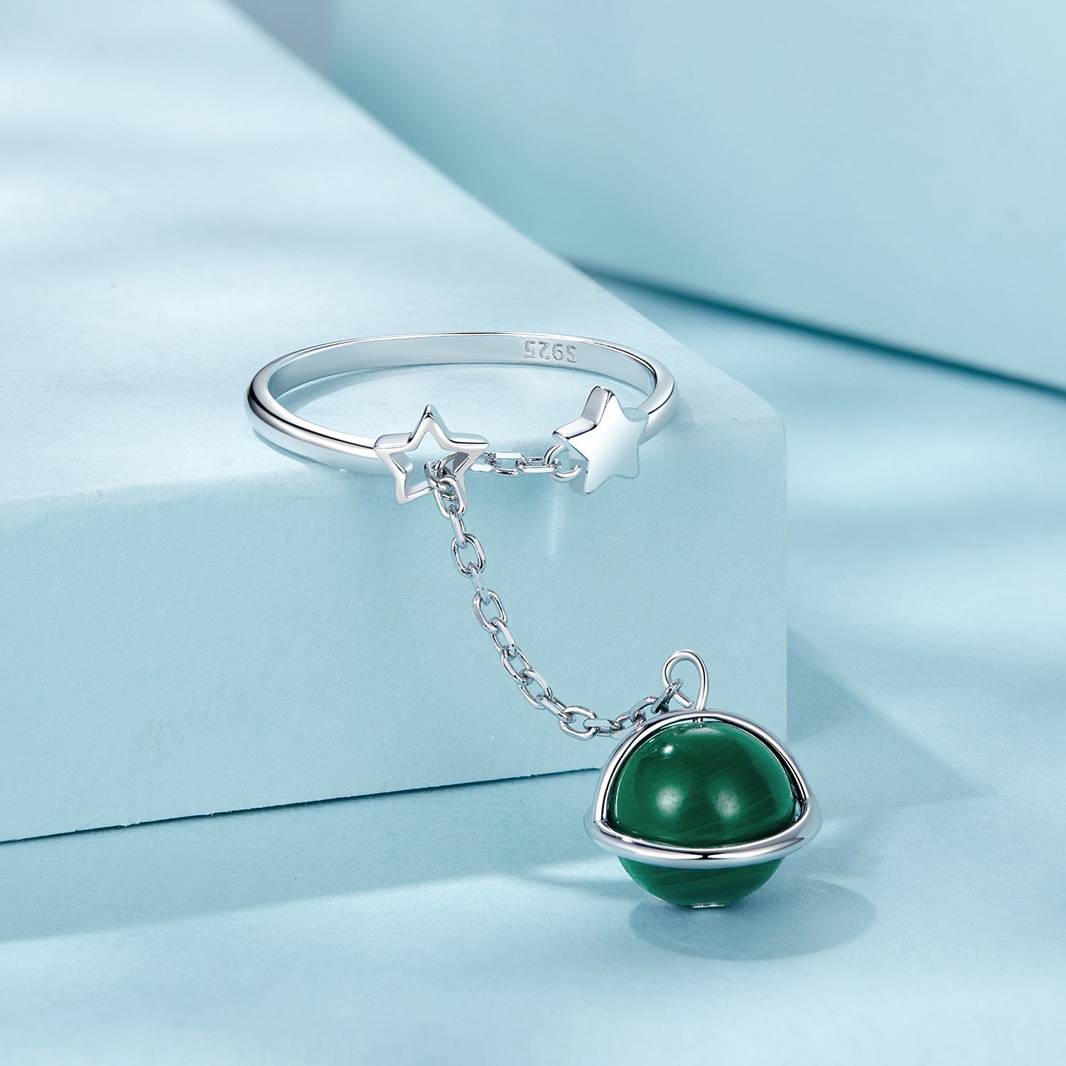 1pc, elegant adjustable   for women, 925 sterling silver with natural malachite, luxurious  , lightweight 4.6g,   wedding, engagement, casual, vacation, banquet gift details 2