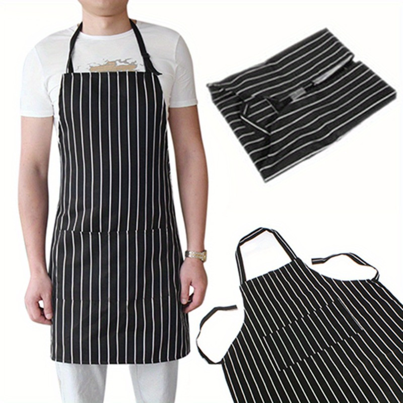 

Versatile Unisex Kitchen Apron With 2 Pockets - Adjustable, Durable Canvas & Linen Blend For Cooking, Bbq, And Grilling