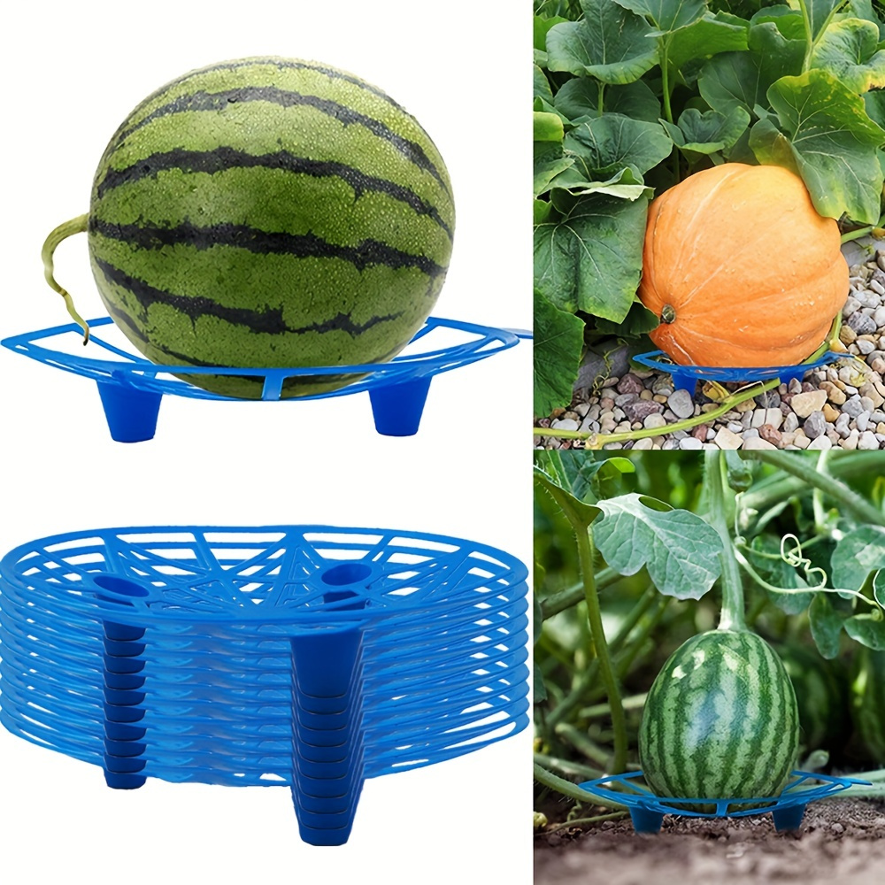 

10-piece Garden Support Set: Durable Blue Plastic Brackets For Watermelon, Strawberries & Pumpkins - Protects Fruits From Ground Rot