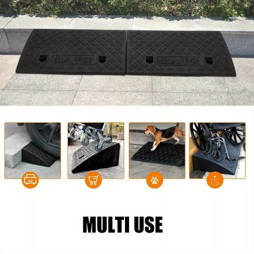 set of 2 curb ramps measuring 50x27x9cm designed for over for wheelchairs bicycles and scooters suitable for doorways stairs loading and