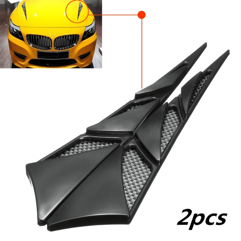 

2pcs Fashion Universal Car Hood Side Flow Intake Cover, Auto Exterior Hood Decorative Cover Trim Abs Sticker Car Accessories