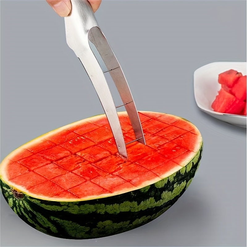 

Stainless Steel Watermelon Slicer - Reusable, Creative Fruit Cutter For Easy Cubes & Wedges - Essential Kitchen Gadget