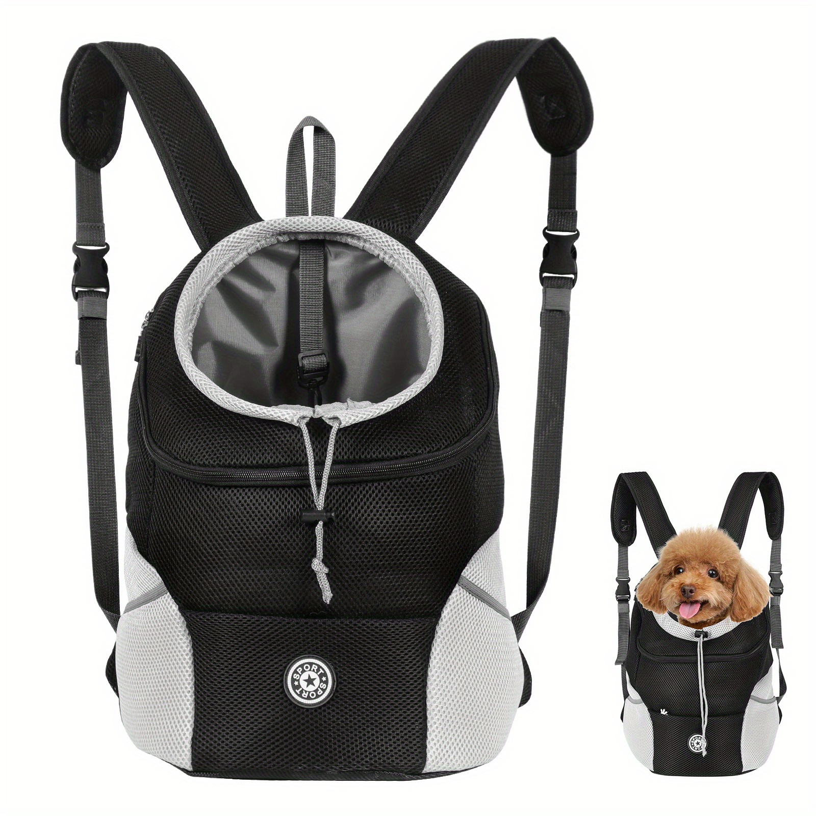 

Breathable Padded Dog Backpack Carrier - Comfortable Front Piece For Small To Large Dogs, Secure Zip Closure, Durable Nylon