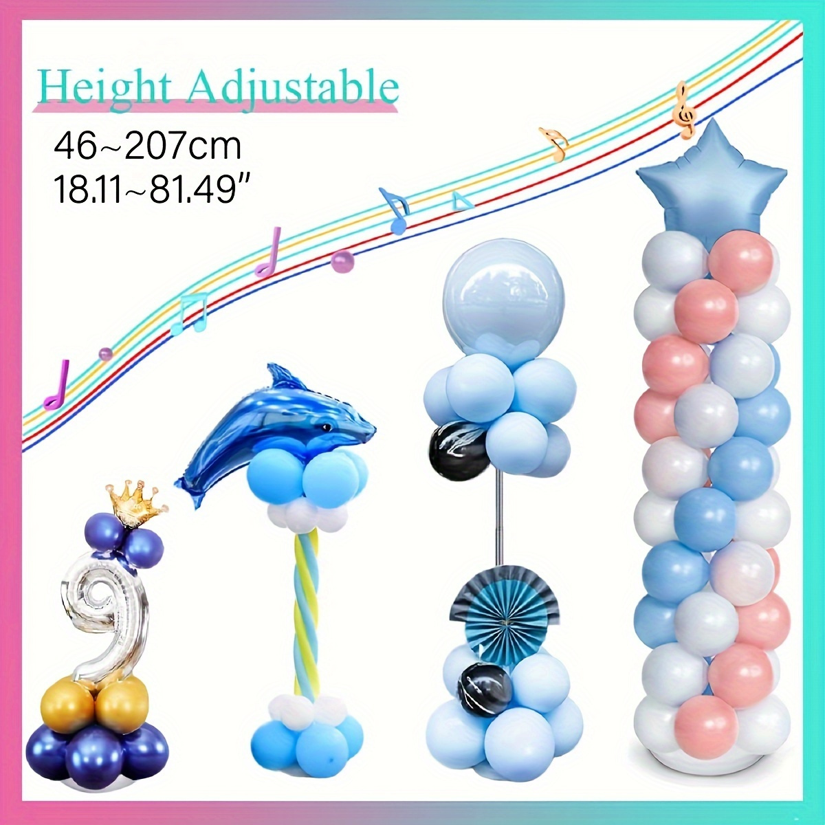 

2 Sets Adjustable Celebration Balloon Stand Kit - Parties, Weddings & Holidays - Reusable & Power-free