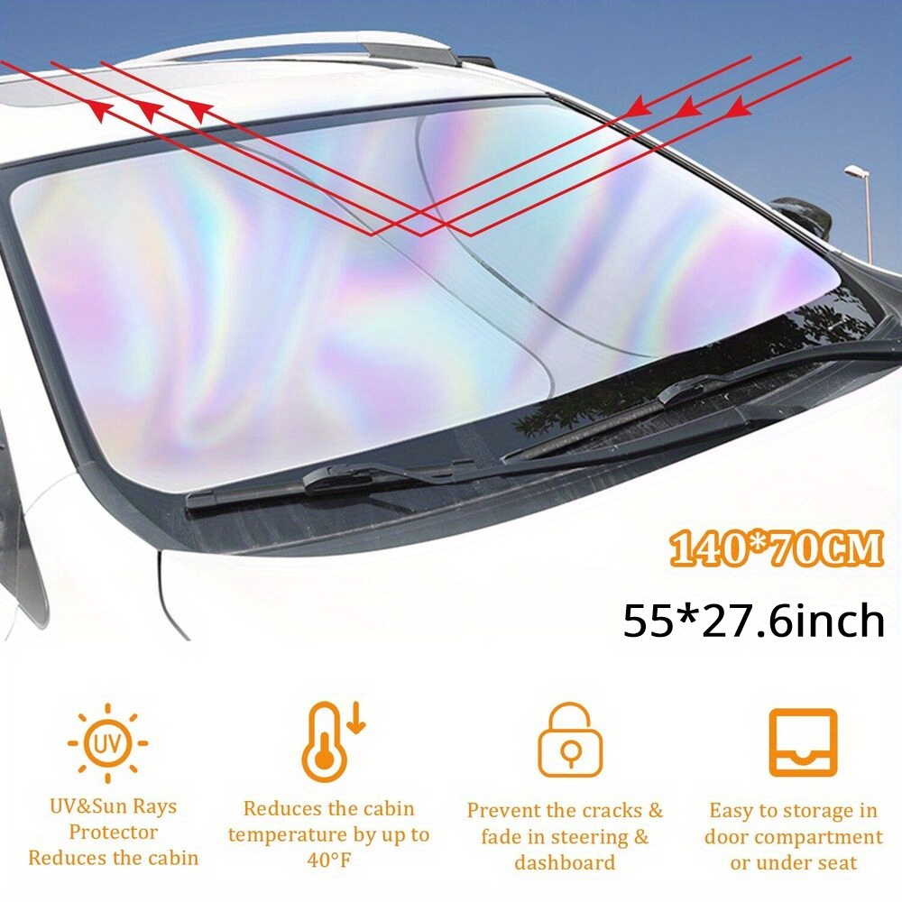 Foldable Car Windshield Sun Shade – UV Block Protector, Silver Reflective (49.2" X 23.6")