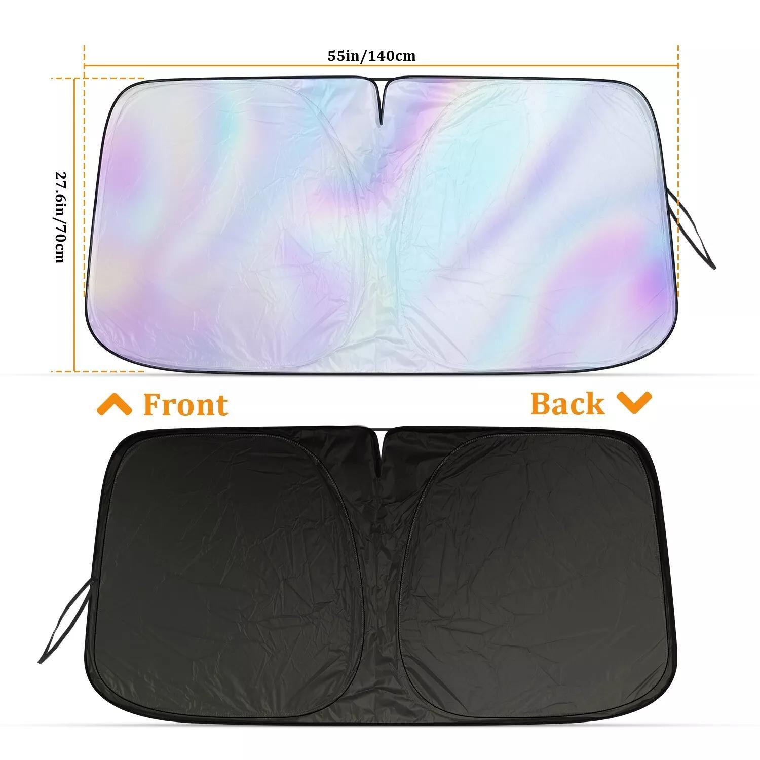 Foldable Black Car Sun Shade – Universal Windshield Cover Blocks UV Rays, Easy Fold Storage