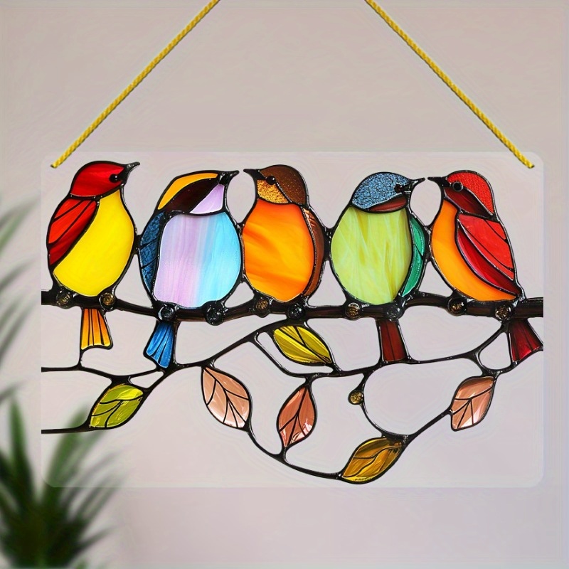 

Acrylic Suncatcher, Bird Pattern Stained Window Hanging, Glass Decor, Window Decor, Decor, Acrylic Decorative Sign, Home Decor, Interior Decor, Office Decor, Gift, For Bird Lovers (20*30cm)