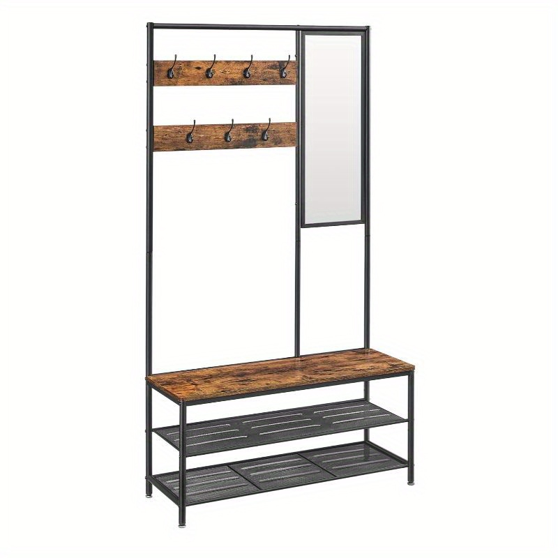 

Vasagle Coat Rack Shoe Bench With Mirror, Hall Tree With Bench And Shoe Storage Shelves, 13.8 X 38.6 X 70.9 In, Bedroom Living Room, Industrial Style