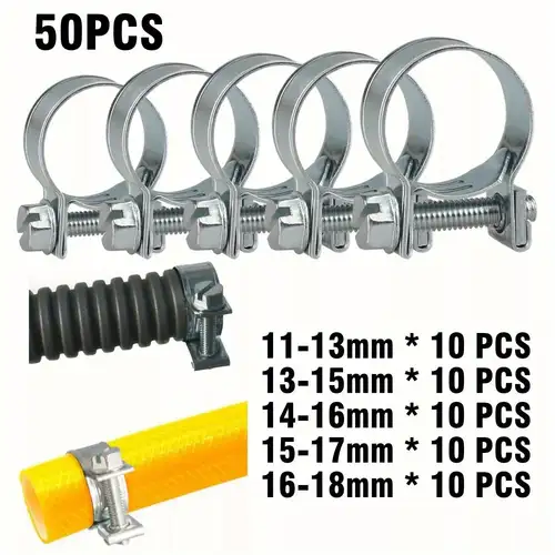 11mm-13mm Hose Clamps Silver 30-Piece 1/4" (11mm-13mm) Fuel Line Hose Clamps – Zinc Plated, Adjustable 1 In Hose Clamps - Foto 9
