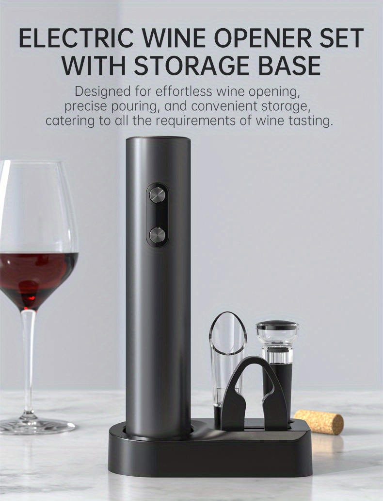 automatic electric wine bottle opener set with aerator foil cutter stoppers and storage base dry battery powered requires 4 aaa batteries not included perfect gift for mothers day fathers day christmas details 11