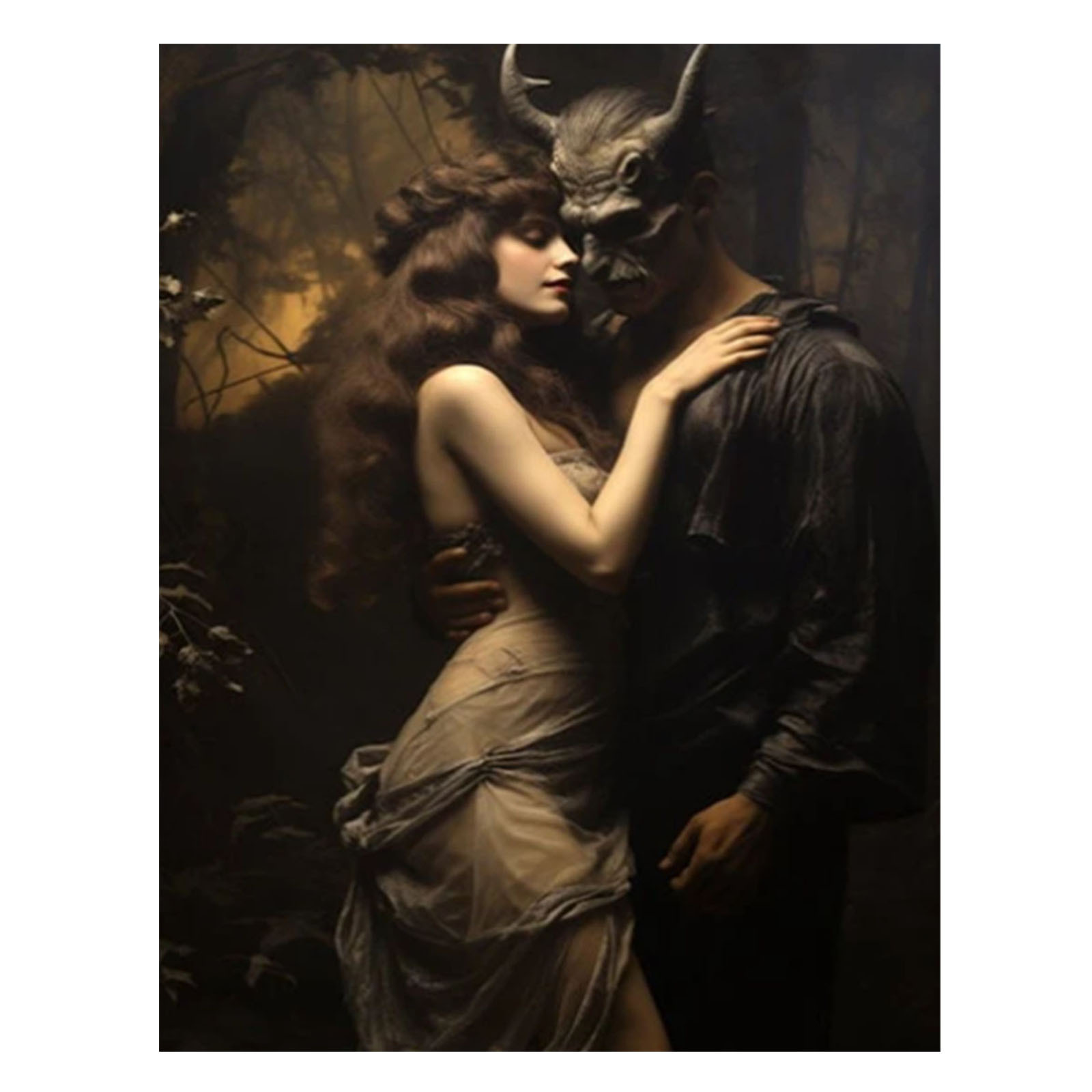 

Gothic Love Story Canvas Art Print - Unframed 18x12" Dark Romance Fantasy Poster, Perfect For Bedroom, Living Room, Or Office Decor