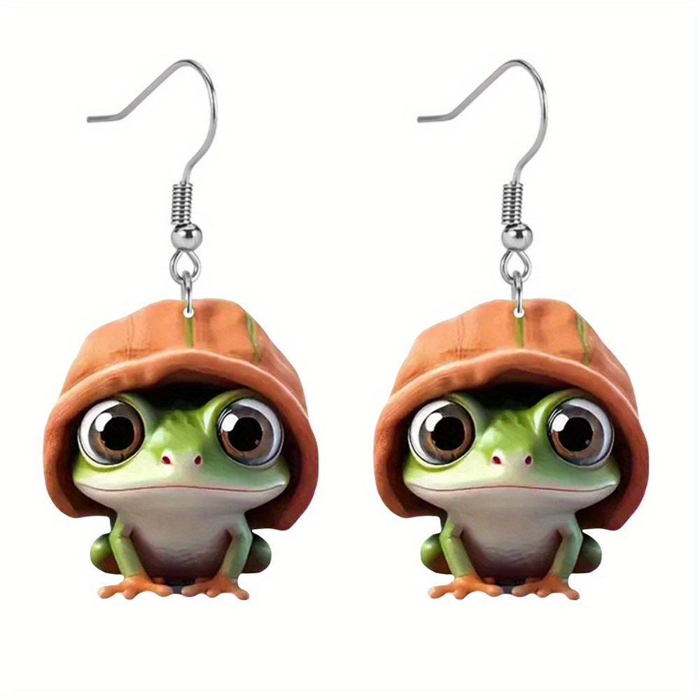 

Festive Frog Earrings: 2d Acrylic Party Decorations, Hypoallergenic, Double-sided Pattern, Suitable For Everyday Fashion And 14+ Age
