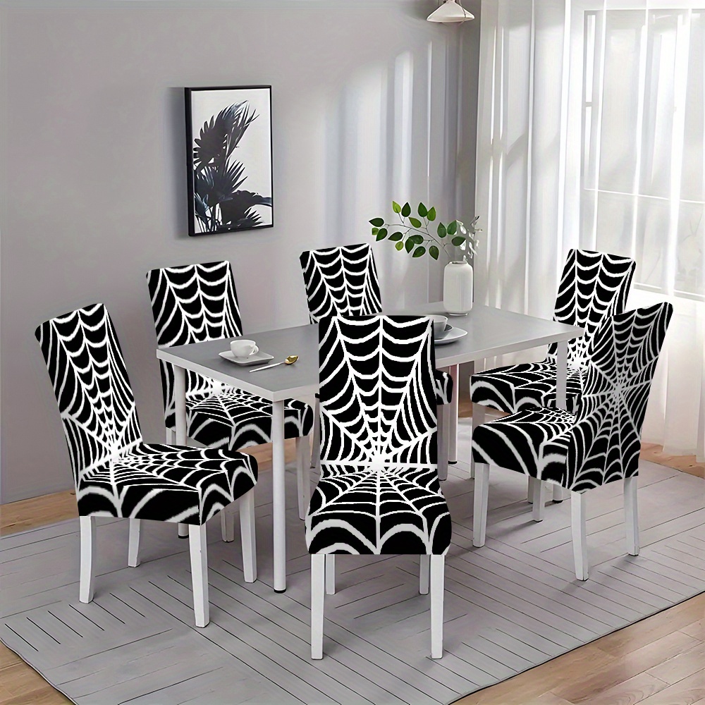 

2/4/6pcs Spider Web Chair Slipcovers, Dining Chair Cover, Furniture Protector, For Dining Room Living Room Restaurant Home Various Festival Decoration For