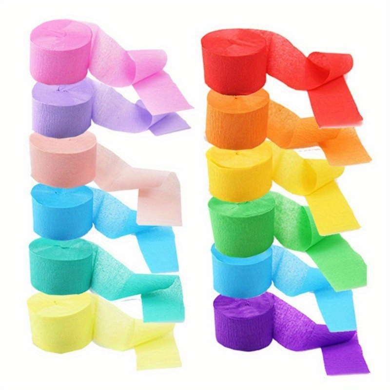 

Vibrant Crepe Paper Streamers, 6-pack, 10m Each - Rainbow Party And Celebration Decorations For Birthdays, Weddings, And Festivals - Colorful Decor Enhancers