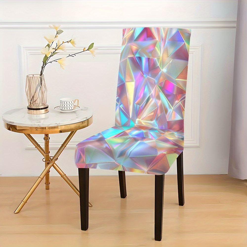 

2/4/6pcs Vibrant Iridescent Print Elastic Dining Chair Covers, Stretchable Slipcovers For Chairs, Modern Style, Universal Fit For Home Decor