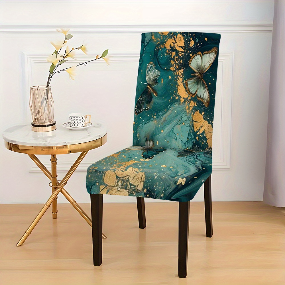 

Jit, 2/4/6pcs - Modern Butterfly Print Chair Covers With Elastic Straps, Suitable For All Seasons - Home Decor