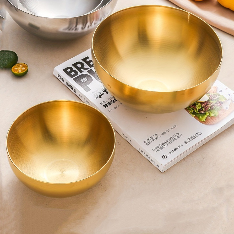 

Stainless Steel Salad Bowl - Rust-resistant, Perfect For Fruits, Noodles & Baking - Versatile Kitchen Tableware