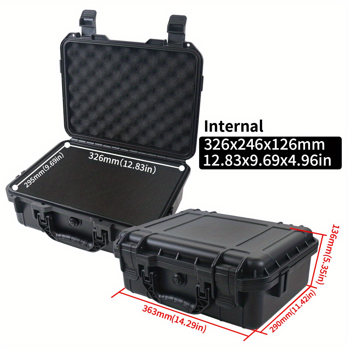 Image of 1pc Waterproof Hard Carry Case Bag Tool Case With Pre-cut Sponge Storage Box Safety Protector Organizer Hardware Toolbox Impact Resistant Unmanned Drone Case