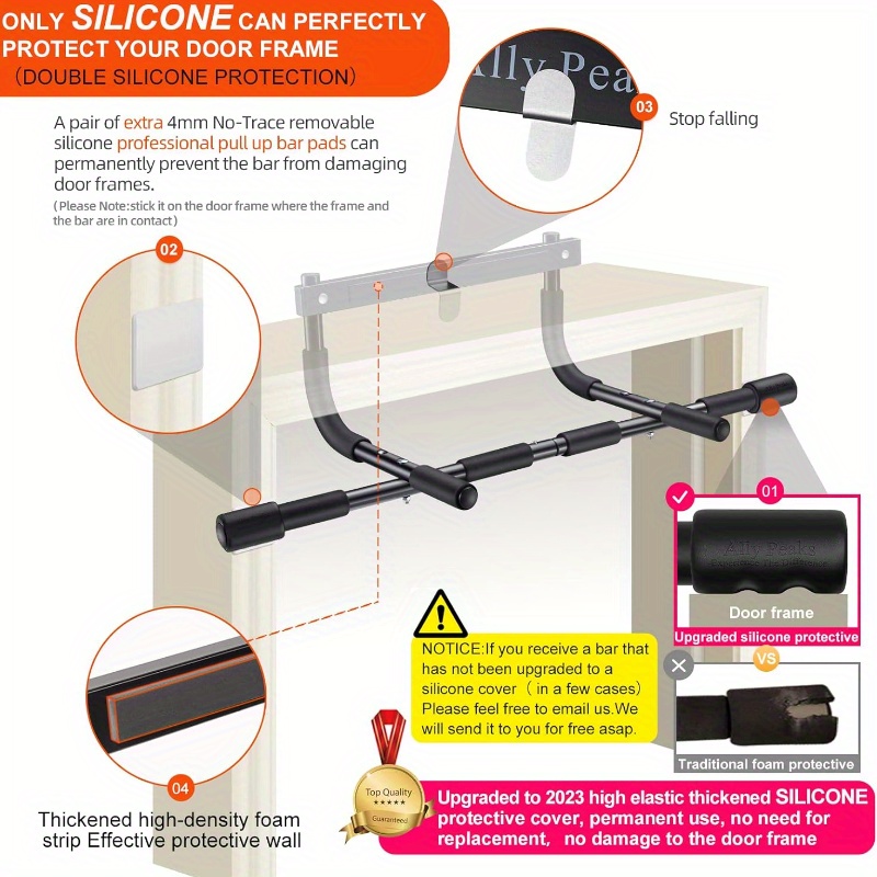 heavy duty doorway pull up bar 440 lbs capacity strength training for home gym portable fitness equipment details 2