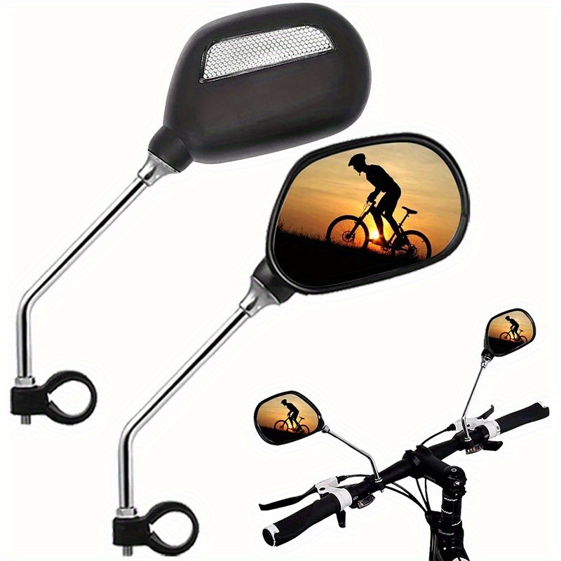 

1 Pair Adjustable Bike Rearview Mirrors With Reflective Strip, 3.94 X 2.56 Inches Handlebar Mounted, Safety Mirrors For Mountain Bike, Electric Scooter, Cycling Accessory