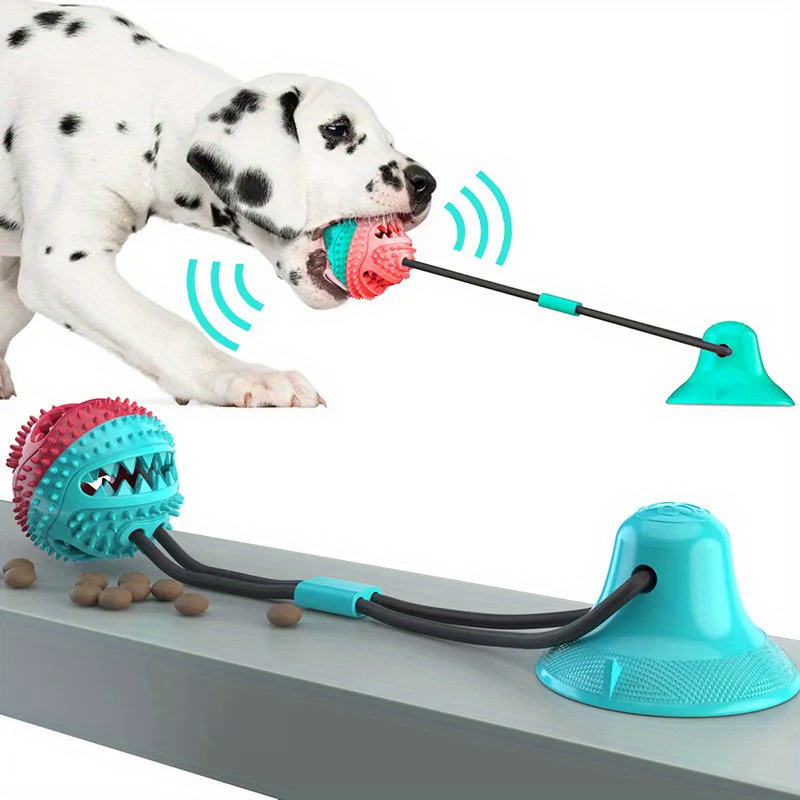 

Interactive Suction Cup Dog Toy With Rope - Large Chew Ball For Dental Health & Slow Feeding, Ideal For All Breeds