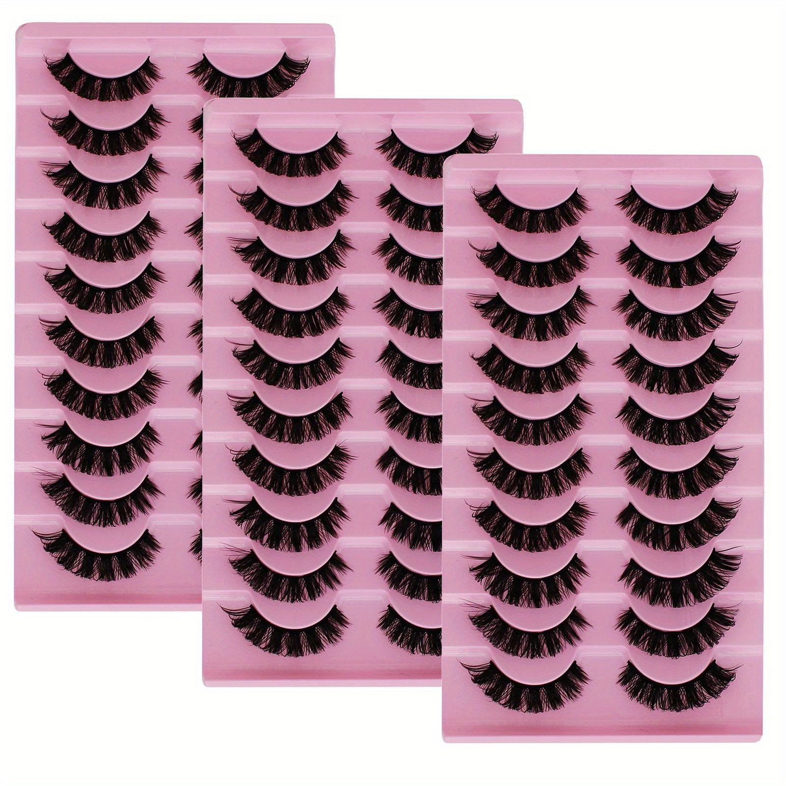30pairs/3pcs Strip Lashes D Fake Lashes Natural Look Fluffy Volume Wispy Lashes 3d Fake Eyelashes