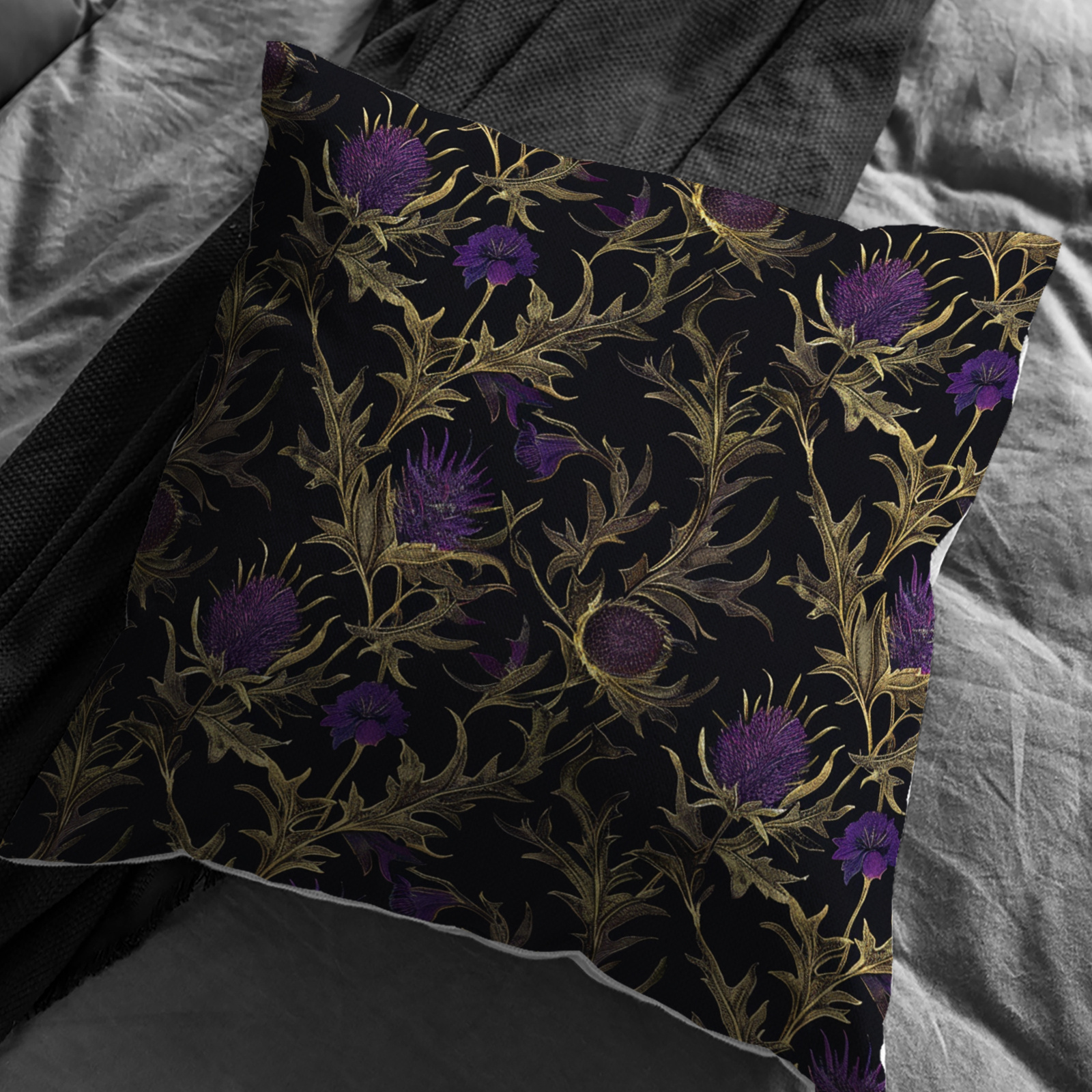 

Chic Purple Floral Linen Throw Pillow Cover 18x18in - Perfect For Sofa, Bed & Car Decor | Machine Washable With Zip Closure | Contemporary Style Home Accent