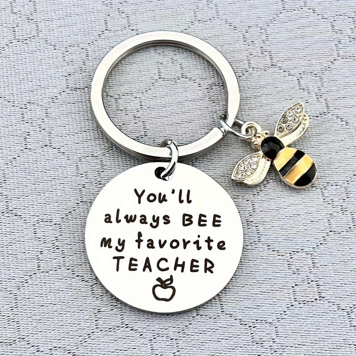 

Stainless Steel Keychain, "you'll Always Bee My Favorite Teacher", Women's Keyring With Bee Charm, Perfect For Teacher Appreciation Or Graduation Gift